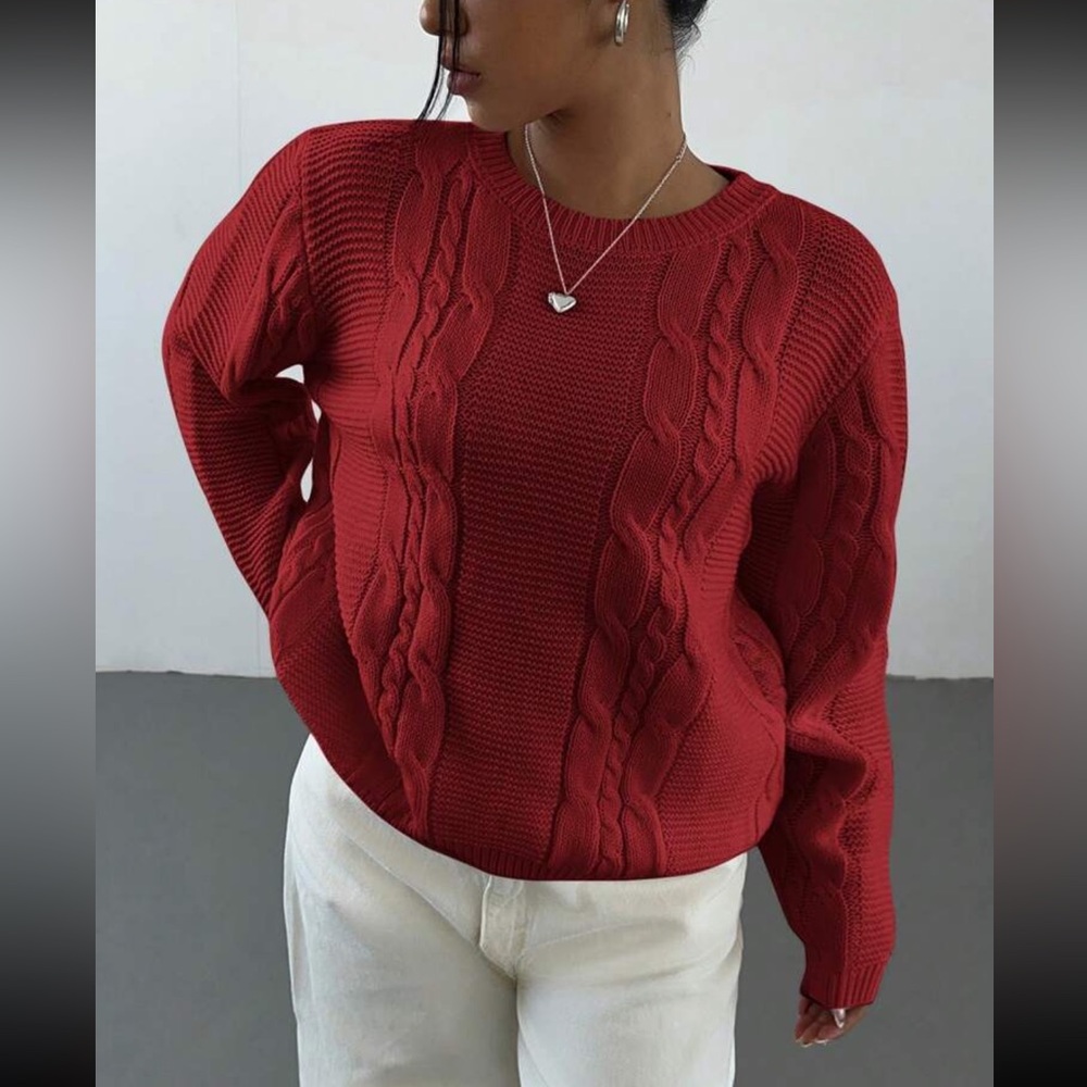 Burgundy Cable Knit Sweater - Picture 4 of 7